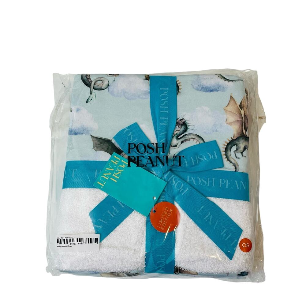 NWT Posh Peanut OS Percy the Dragon Hooded Towel